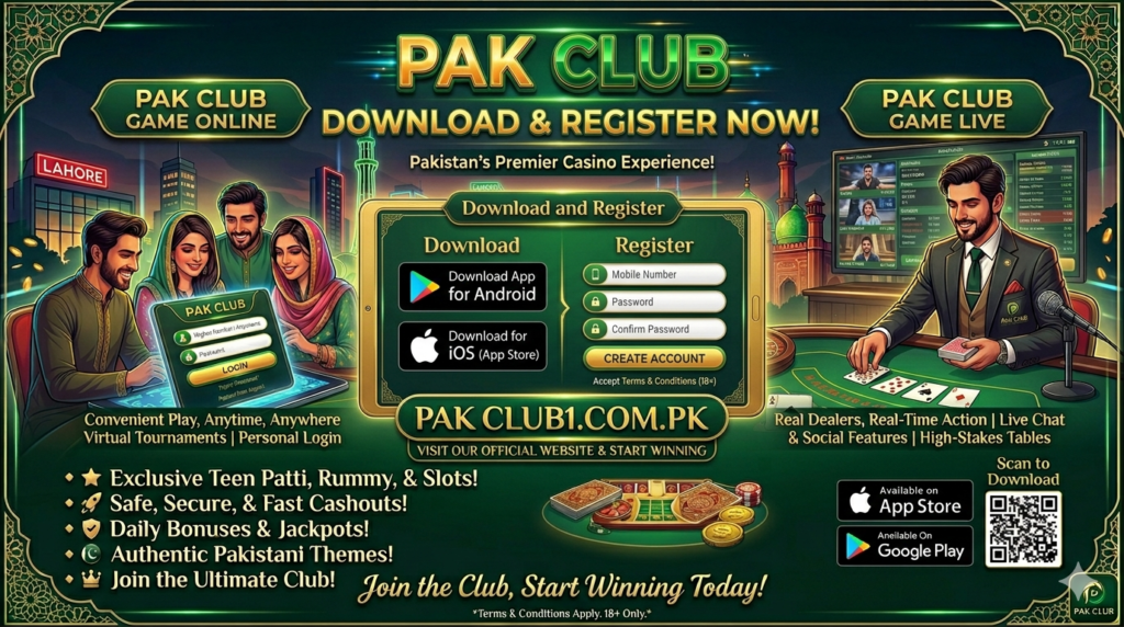 Pak Club game register and login banner image