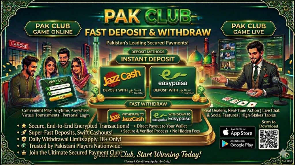 Pakclub game deposit and withdraw options